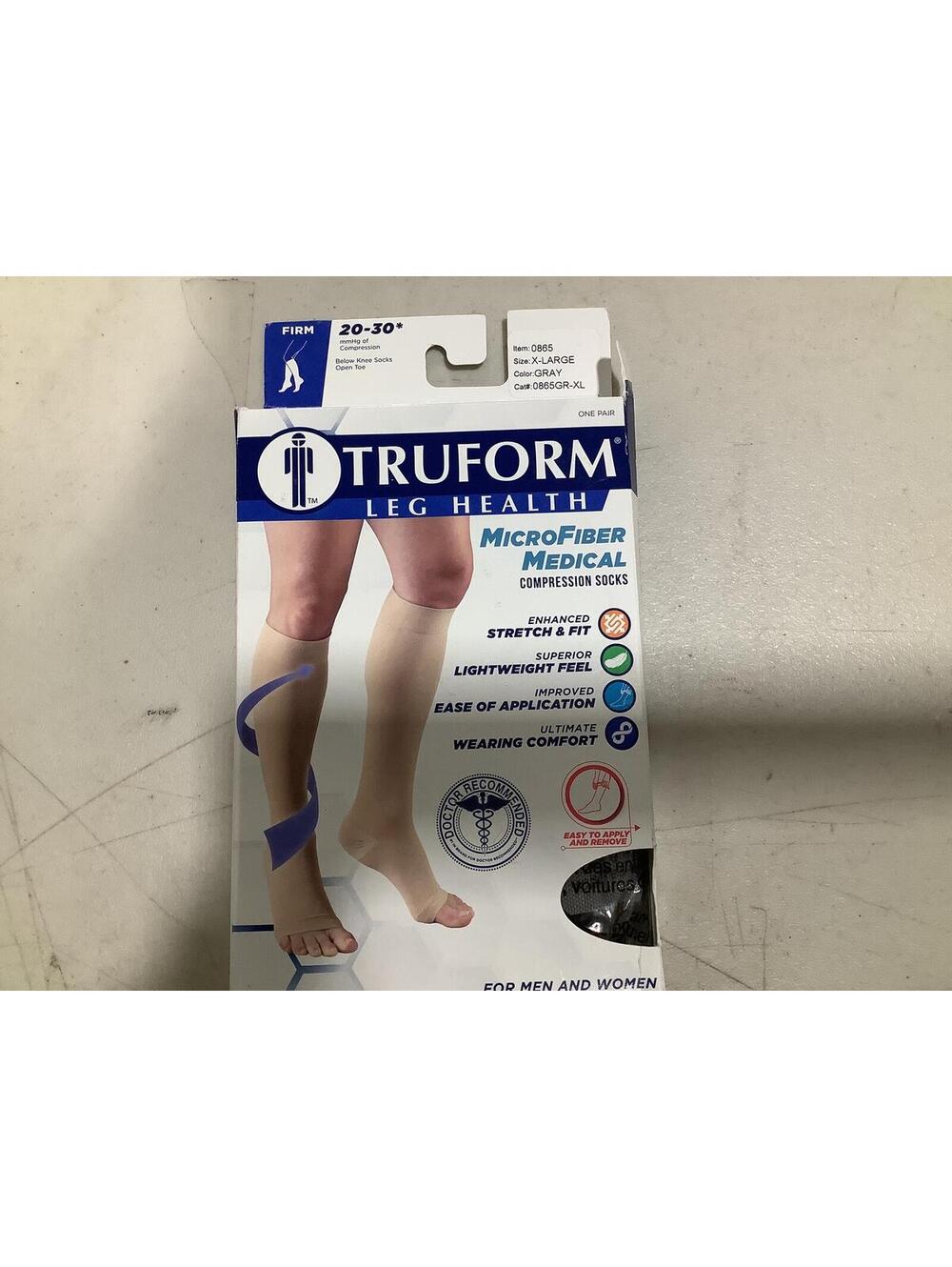 Truform Leg Health Microfiber Medical Compression Socks - X-Large, Gray